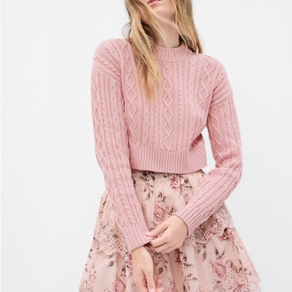 Gap x LoveShackFancy Cable-Knit Cropped Sweater